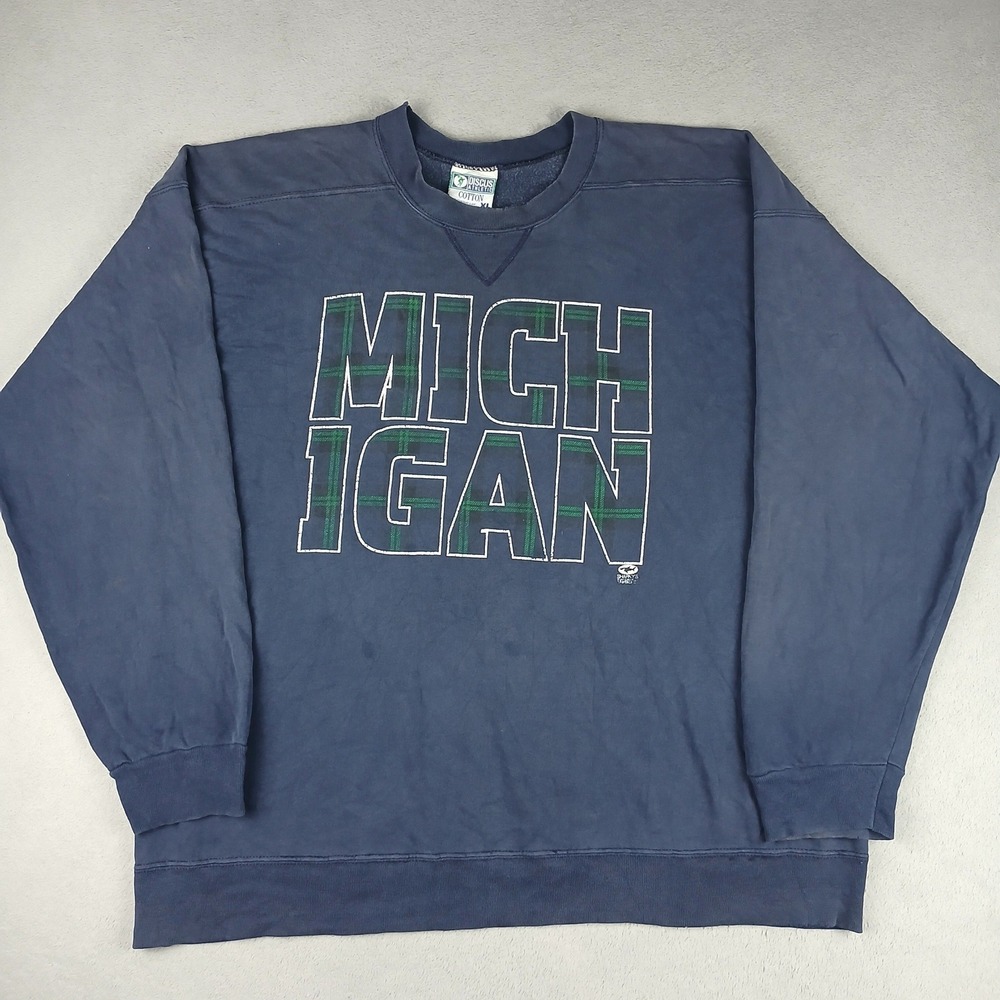 Michigan Vintage 90s Discus Athletic Tultex Sweatshirt Mens XL Navy Blue USA